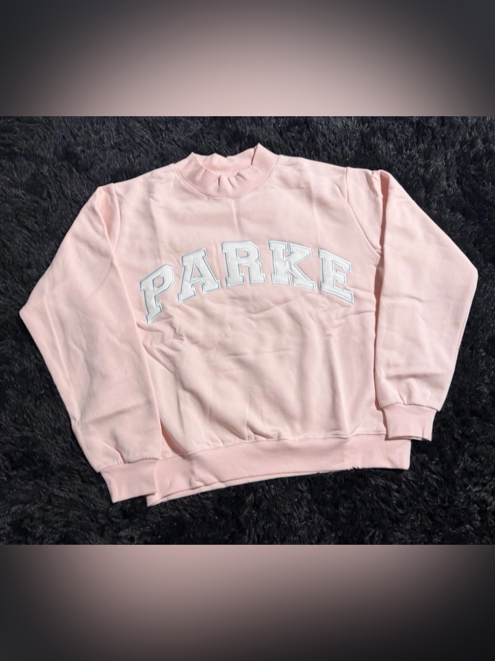 Parke Pink Blue Crewneck Sweater with White Lettering